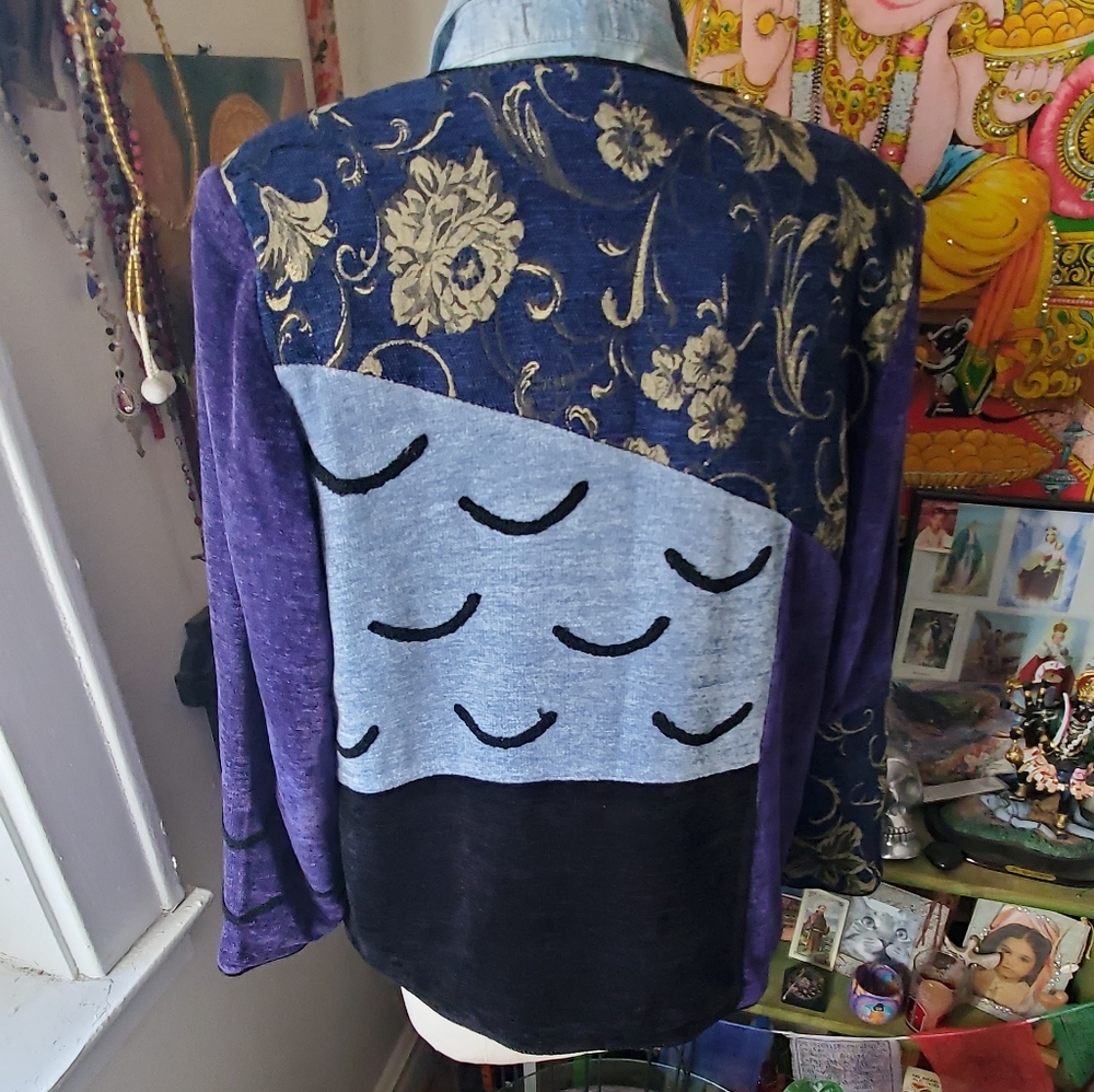 Indigo Moon Collarless Boho Jacket - image 5